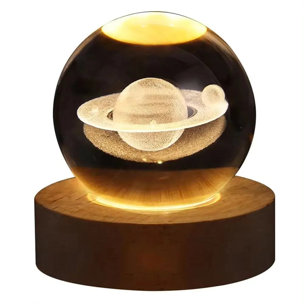 USB LED Night Light Galaxy Crystal Ball Table Lamp 3D Planet Moon Lamp Bedroom Home Decor For Kids Party Children Birthday Gifts Cherry Super Store