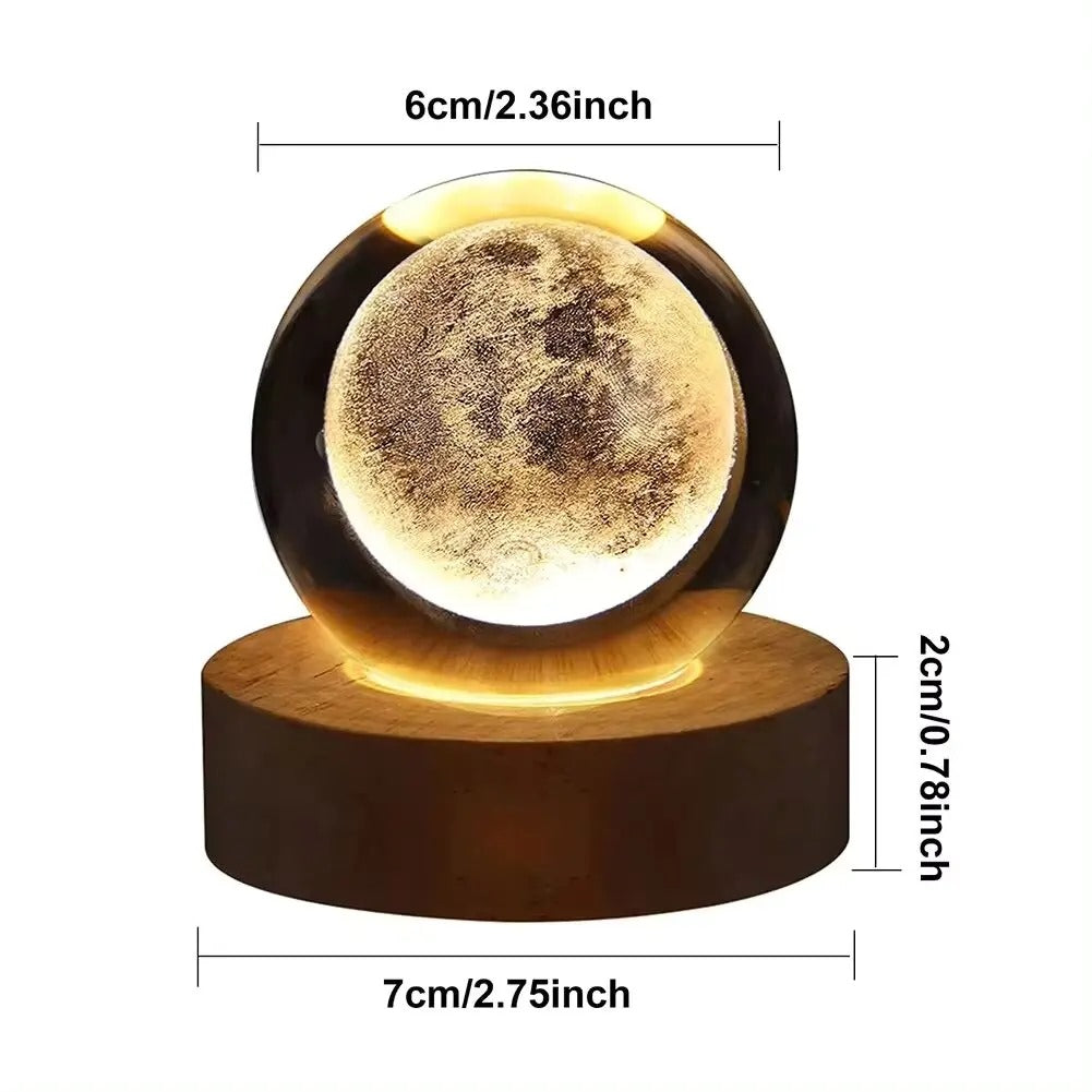 USB LED Night Light Galaxy Crystal Ball Table Lamp 3D Planet Moon Lamp Bedroom Home Decor For Kids Party Children Birthday Gifts Cherry Super Store